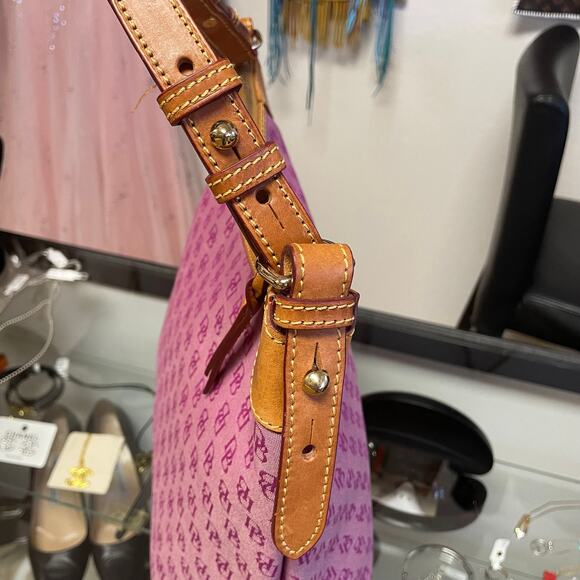 Dooney & Bourke Pink Hobo Monogram Canvas Shoulder Bag Pink Logo - Picture 5 of 13